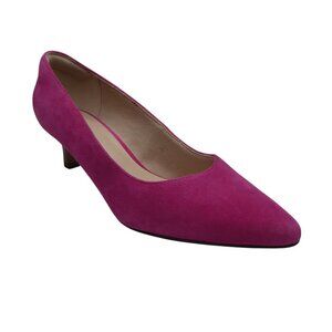 Clarks Shondrah Ruby Hot Pink Suede Kitten Heel Pumps Womens 9.5 Wide